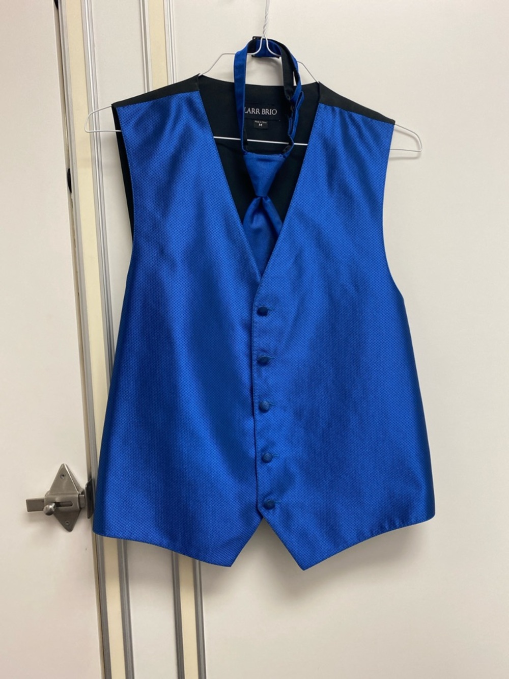 Royal Blue Satin Vest with Tie